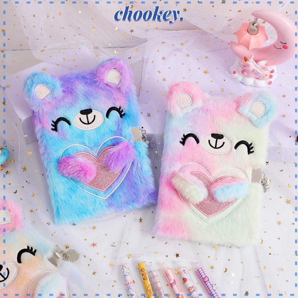 CHOOKEY Sổ Tay Vải Lông Nhuộm Màu Có Mật Khẩu Họa Tiết Hoạt Hình Cho Học Sinh