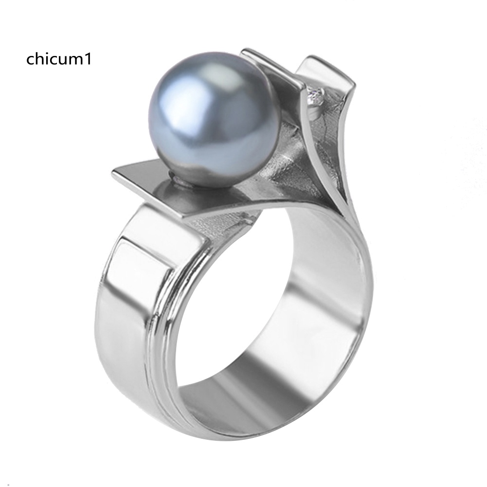 Nhẫn Đính Đá Ngọc Trai Nhân Tạo Thời Trang Cho Nữ