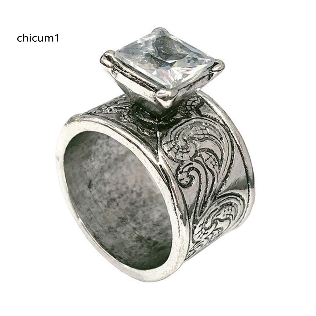 Nhẫn Unisex Đính Đá Zircon Cổ Điển Sang Trọng