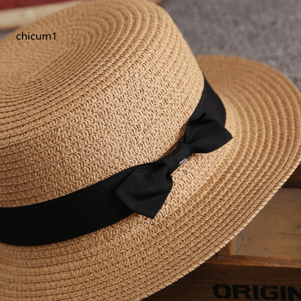 Mũ Cói Rộng Vành Chống Nắng Đính Nơ Thời Trang Cho Nữ