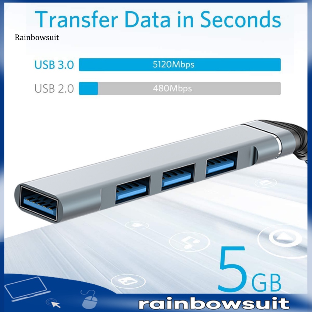 Hub Cắm Sạc Usb Siêu Mỏng Tốc Độ Cao Bằng Hợp Kim Nhôm 4 Trong 1 Tiện Dụng Cho Laptop / Máy Tính