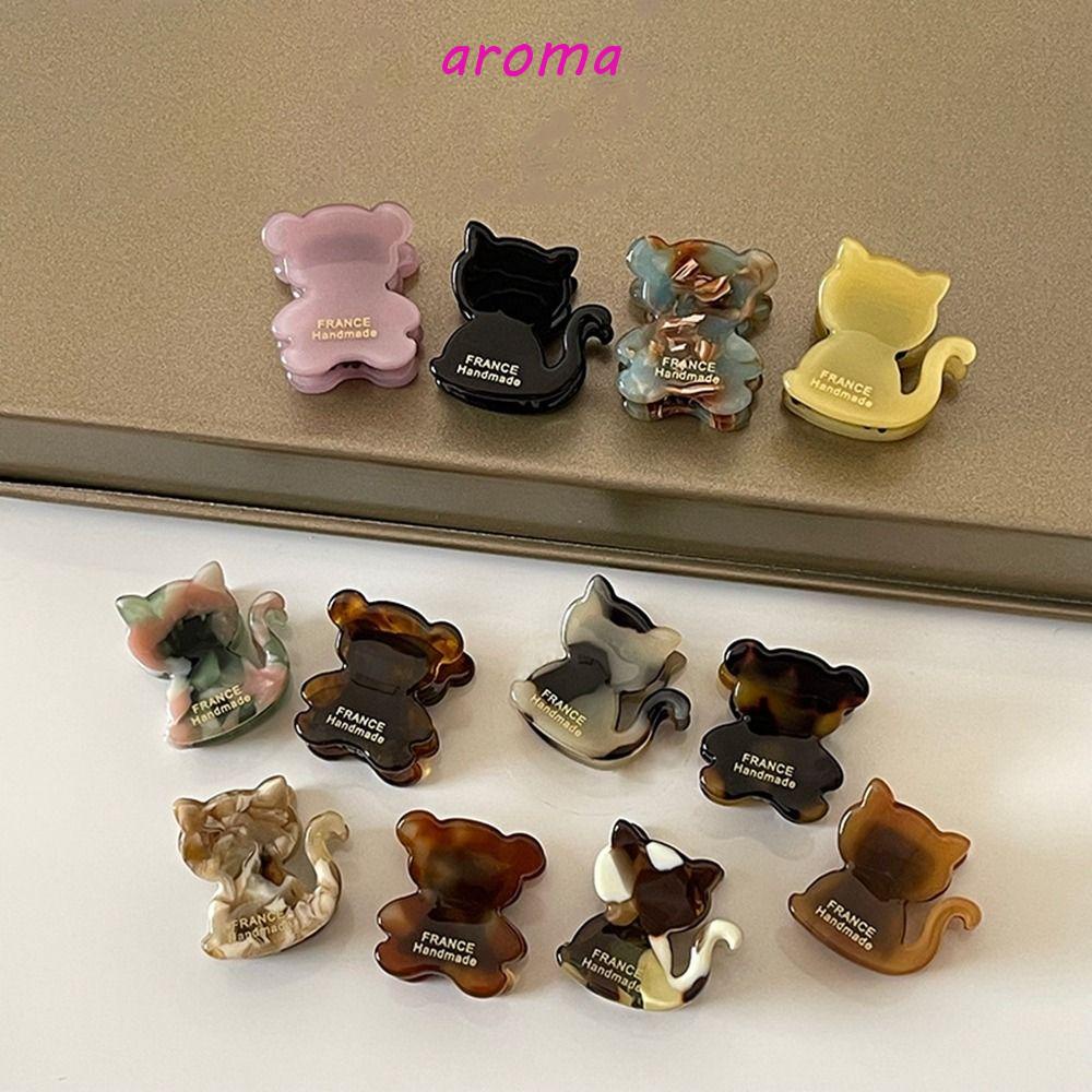 AROMA Kẹp Tóc Móng Vuốt Hình Gấu Hoạt Hình Mini Dễ Thương Phong Cách Hàn Quốc Cổ Điển
