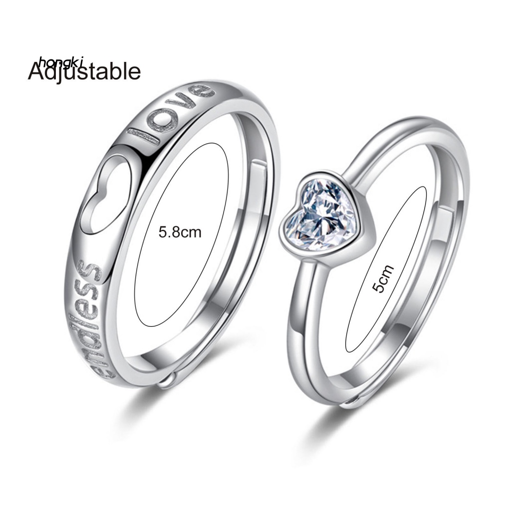 Bộ NhẫN CặP Đôi PhốI HìNh TráI Tim ĐíNh Kim Cương Giả ThờI Trang Cho Nam Nữ