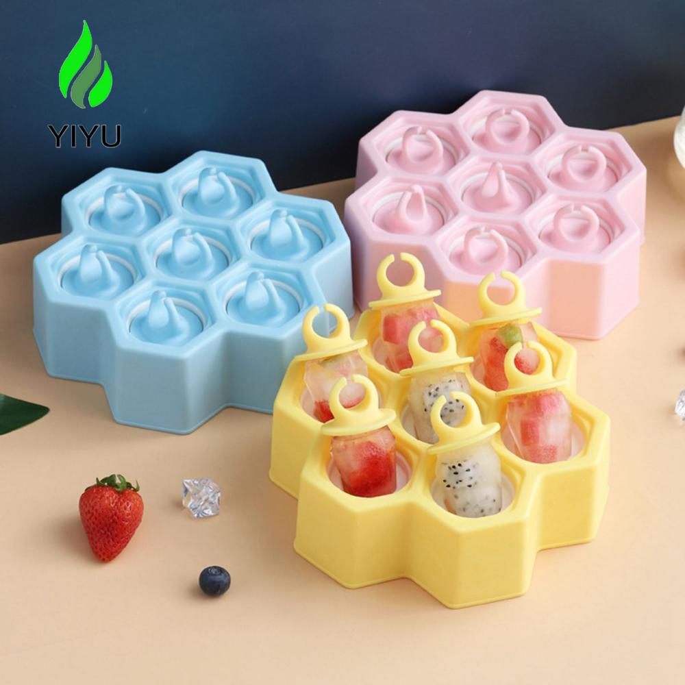 YIYU Khuôn Làm Kem Que Bằng Silicone DIY Hình Tổ Ong Dành Cho Trẻ Em Và Người Lớn
