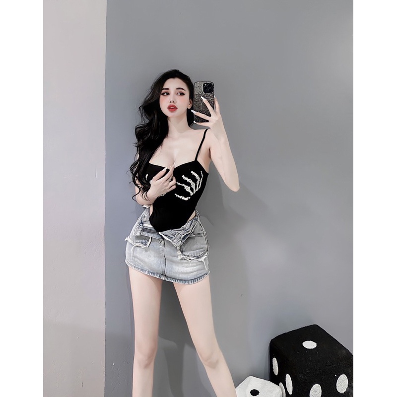 Áo bodysuit 2 dây PINKSTORE29 in hình Bàn Tay cực chất A5792