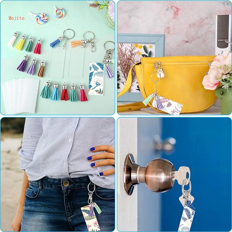 Mojito Móc Chìa Khóa Acrylic Trong Suốt Hình Chữ Nhật Tua Rua