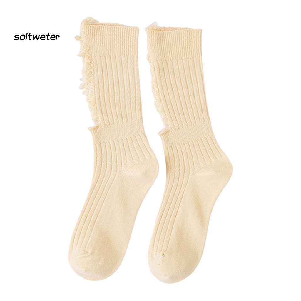 1 Đôi Tất Cotton Mềm Mại Thấm Hút Mồ Hôi Thoáng Khí Màu Trơn Có Lỗ Dài Co Giãn Tốt Bảo Vệ Chân Cho Nữ