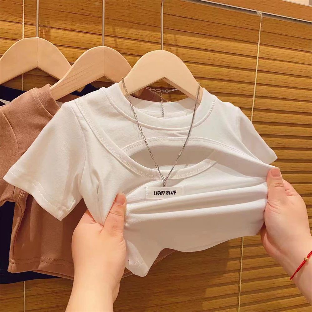 Áo Thun In Chữ Phong Cách Phương Tây Thời Trang Mùa Hè 2023 Cho Bé Gái