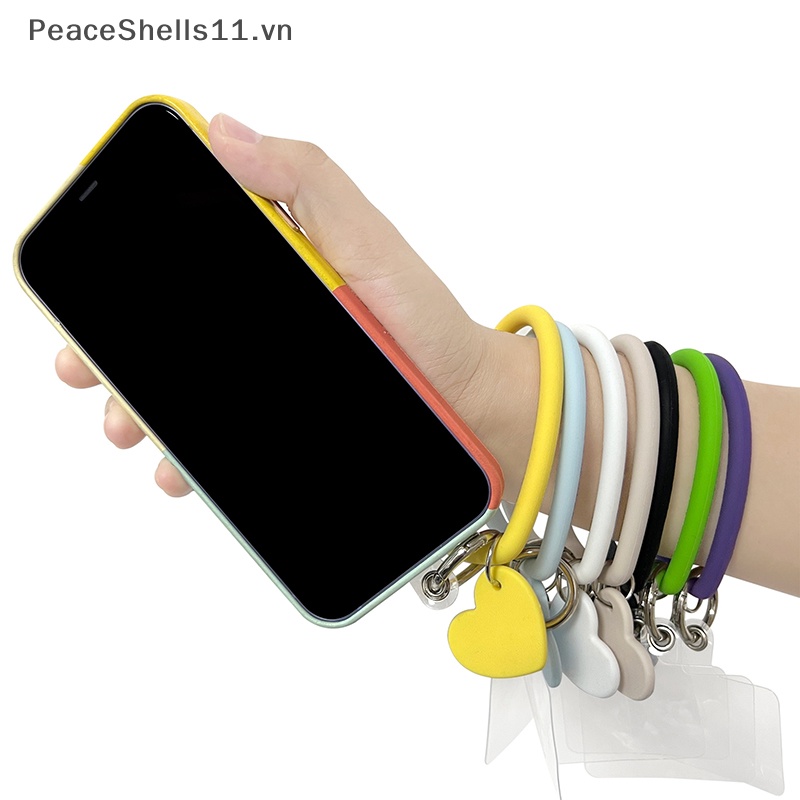 Ốp Điện Thoại Silicone Hình Trái Tim Có Vòng Đeo Tay Chống Thất Lạc
