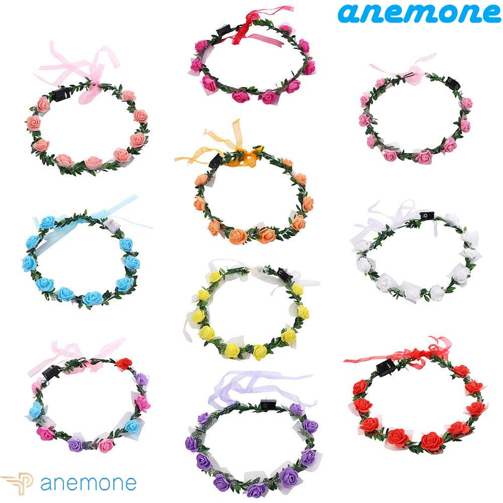 ANEMONE Băng Đô Cài Tóc Hình Vương Miện Có Đèn Led Phát Sáng Phong Cách Vintage Thanh Lịch