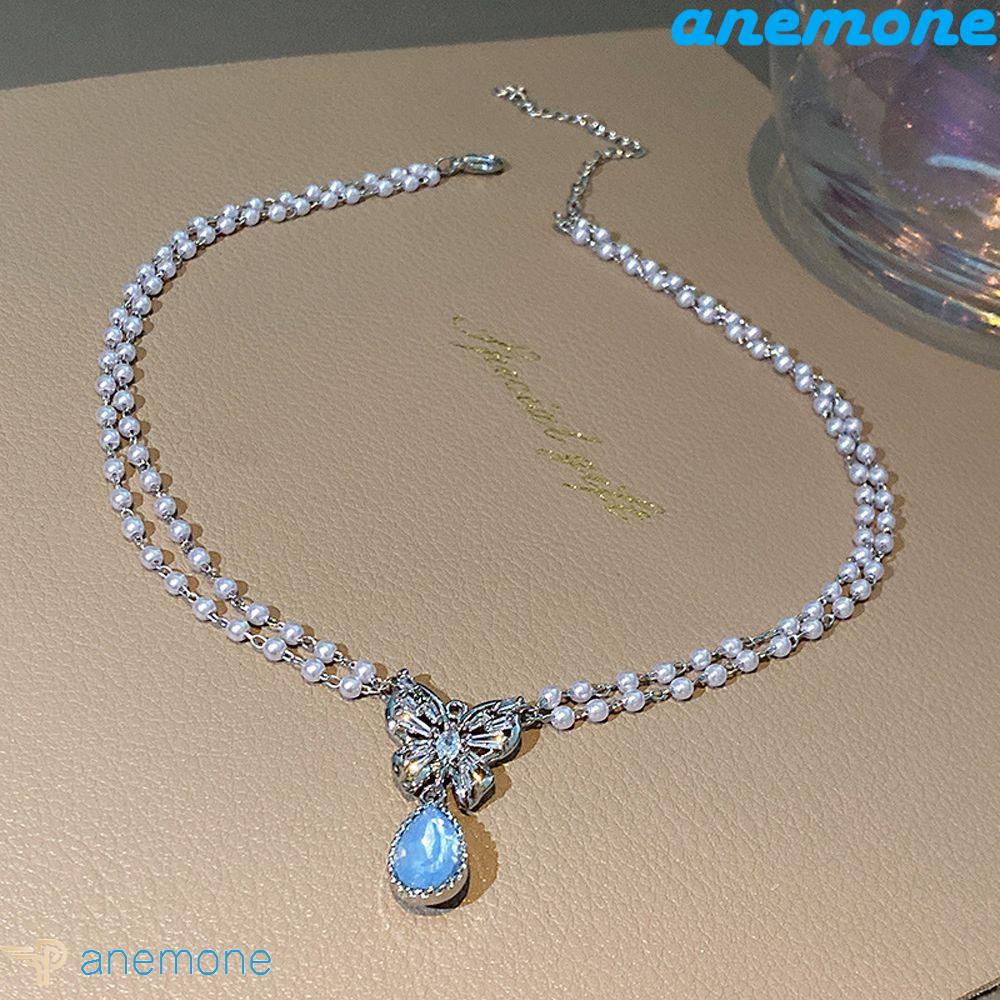 ANEMONE Vòng cổ Hai Lớp Mặt Hình Giọt Nước Thời Trang Cho Nữ