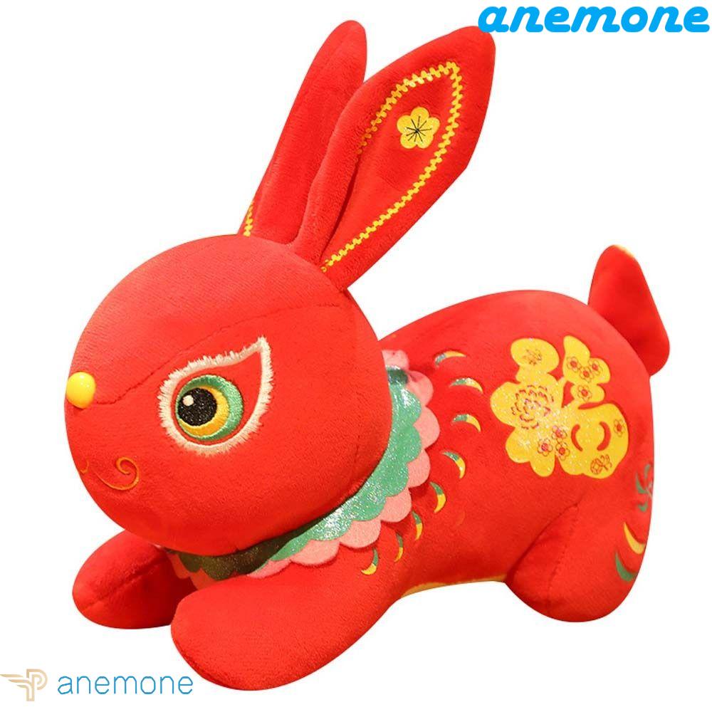 ANEMONE Thỏ Nhồi Bông Chất Liệu Cotton Phong Cách Trung Hoa Dễ Thương Dùng Để Trang Trí Nhà Dịp Năm Mới