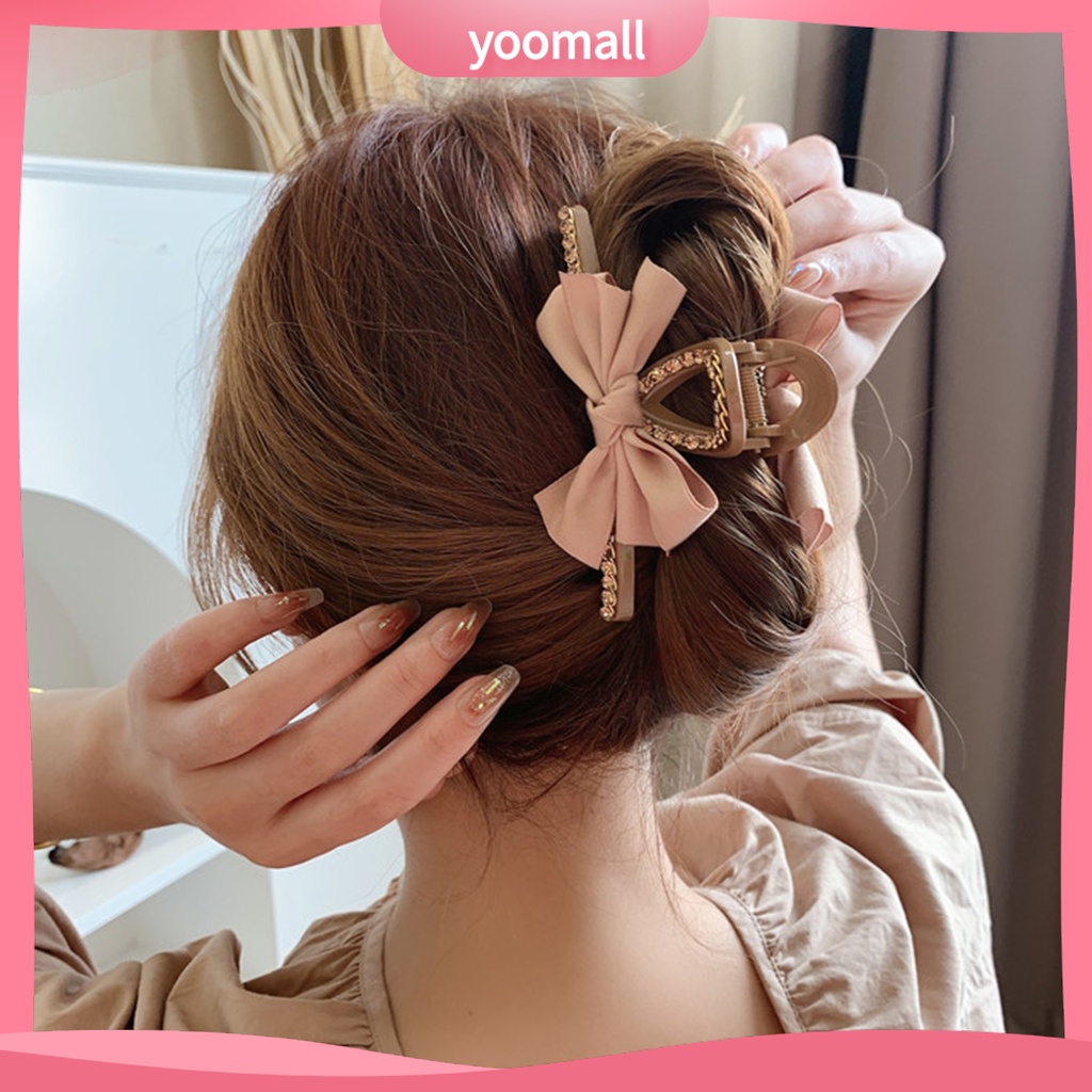 Kẹp Tóc Càng Cua Đính Đá Màu Trơn Chống Rơi Cho Nữ