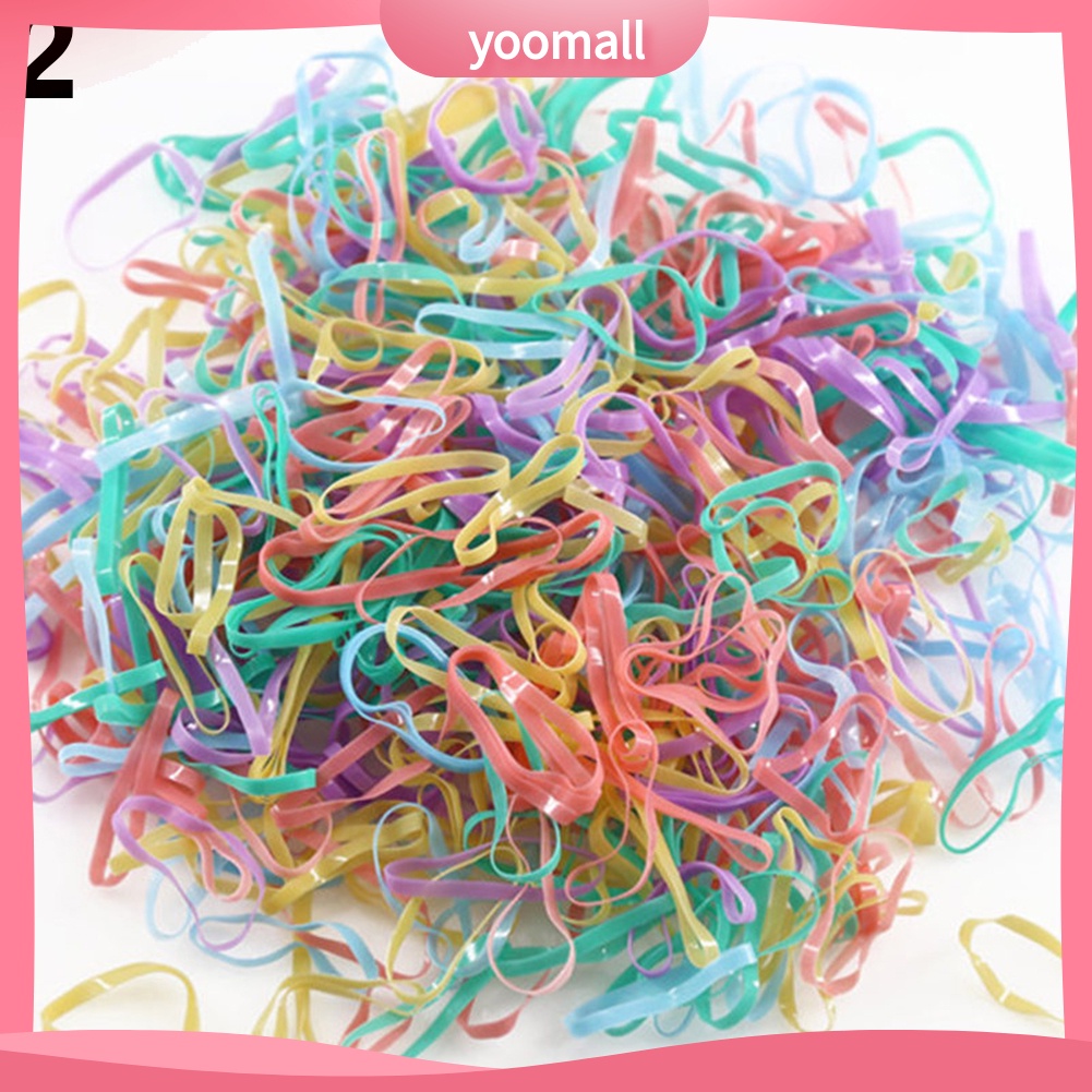 Hộp 2000 Dây Buộc Tóc Chất Liệu Cao Su TPU Co Giãn Nhiều Màu Sắc Cho Bé Gái