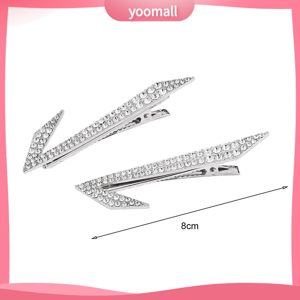 1 Cặp Kẹp Tóc Kim Loại Đính Đá Chống Trượt Kiểu Dáng Thời Trang