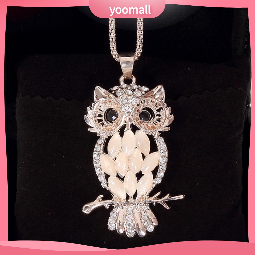 Vòng cổ Mặt Hình Cú Mèo Đính Đá Opal Nhân Tạo Thanh Lịch Cho Nữ