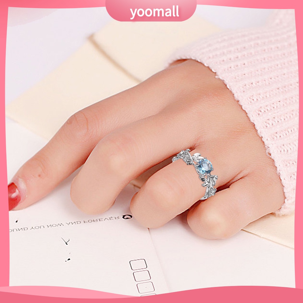 Nhẫn Hình Chiếc Lá Đính Đá Thời Trang Dành Cho Nữ