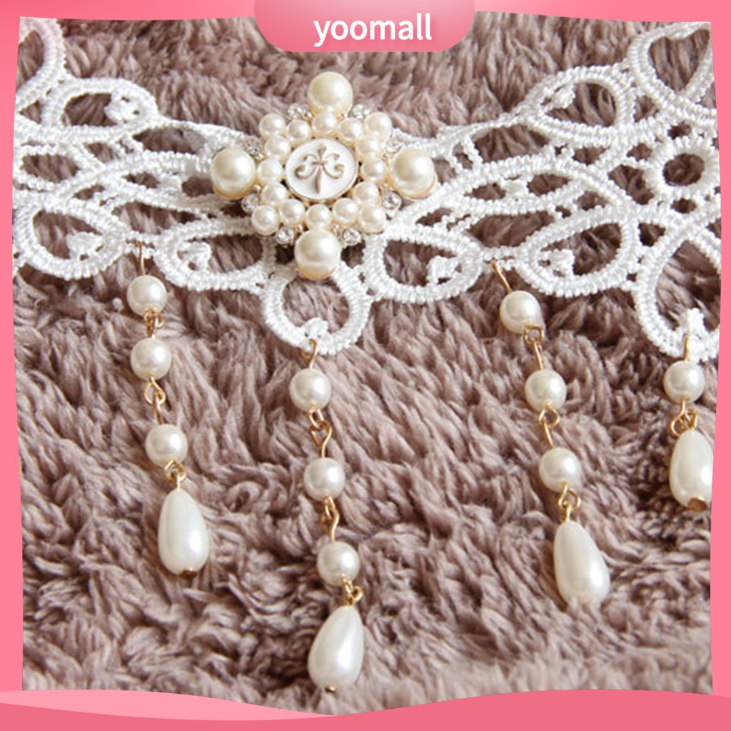 Vòng Cổ Choker Ren Đính Ngọc Trai Giả Lấp Lánh Thanh Lịch Tùy Chỉnh Thời Trang Cho Nữ