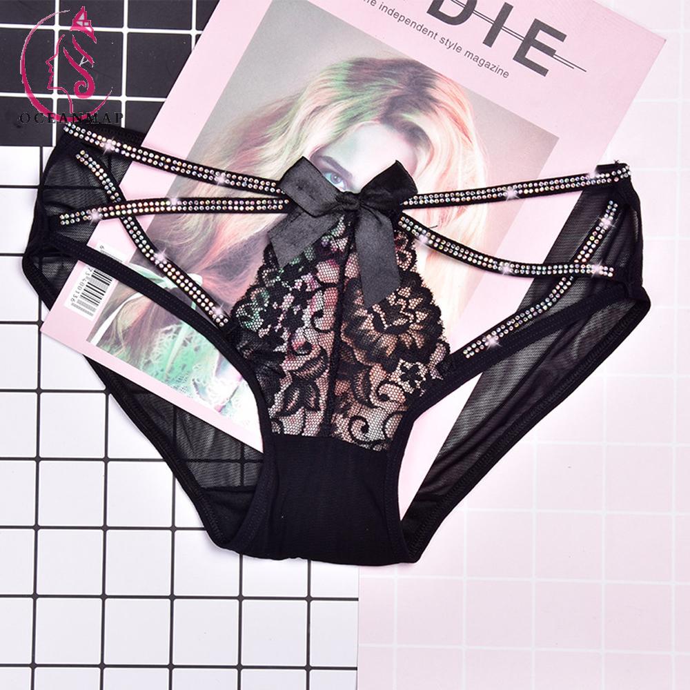 OCEANMAP Quần Lót Lưới Đính Đá Lấp Lánh Gợi Cảm Cho Nữ