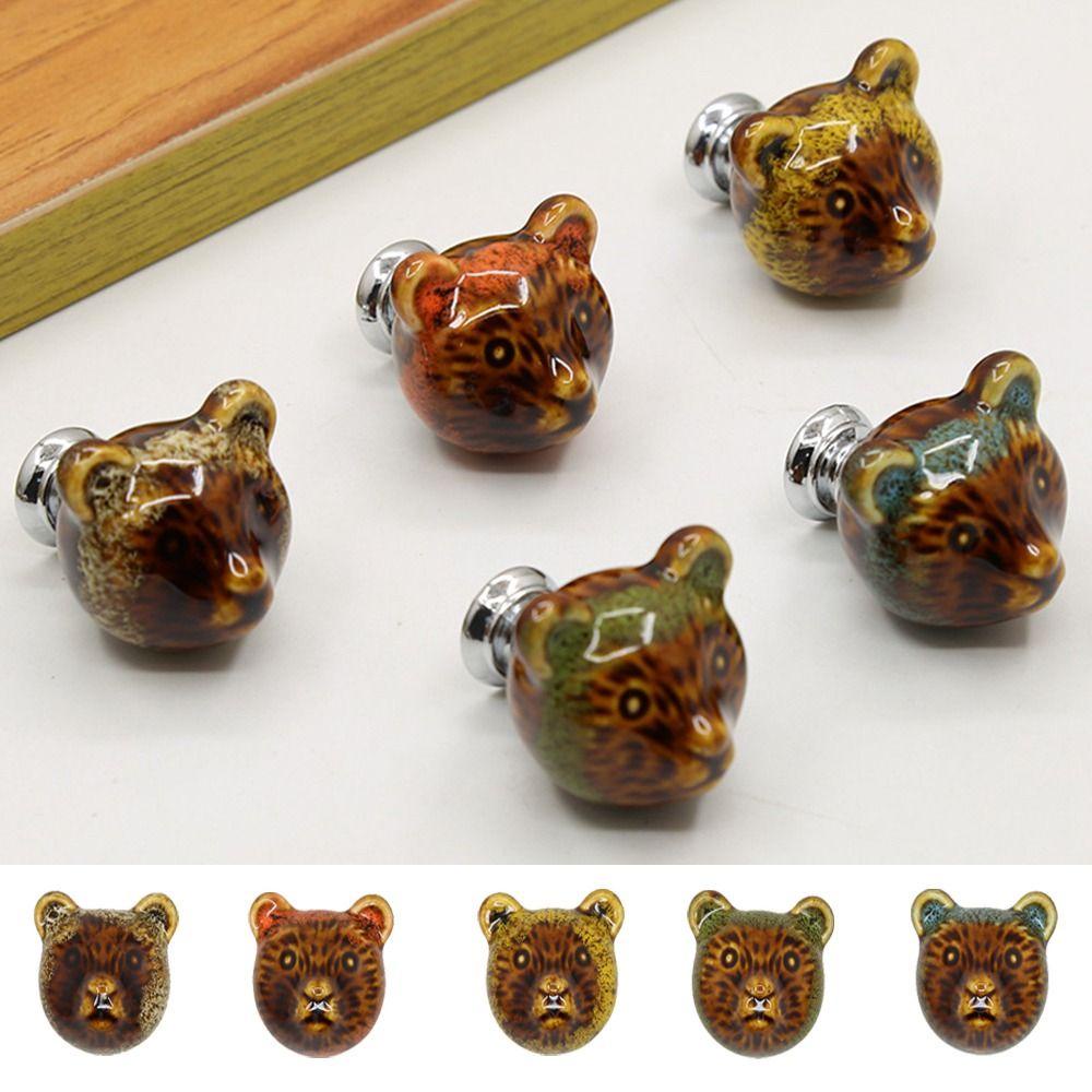 YIYU Tay Nắm Cửa Tủ / Ngăn Kéo Một Lỗ Bằng Gốm Sứ Họa Tiết Hoa Hồng / Chim Bồ Câu / Báo Phong Cách Retro