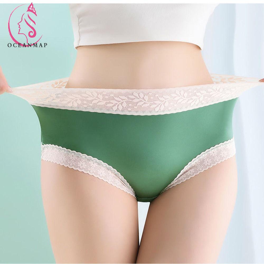 OCEANMAP Quần Lót Lụa Satin Không Đường May Thoải Mái Cho Nữ