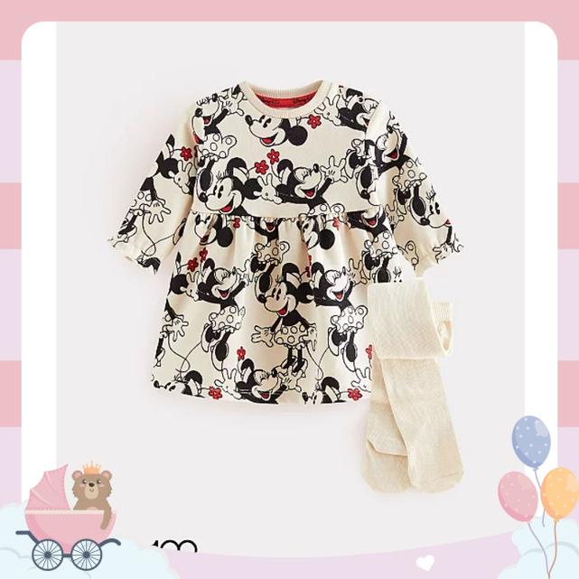 Set Váy Mickey trắng thu đông Geo UK