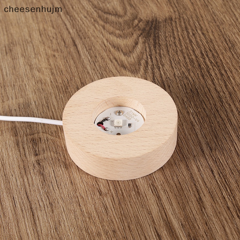 Đế Đèn LED Hình Tròn Bằng Gỗ Kèm Công Tắc USB Độc Đáo Trang Trí Nhà Cửa