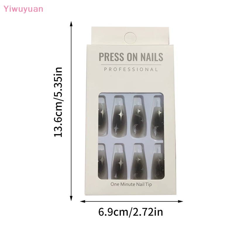 Bộ 24 Móng Tay Giả Y2k Màu Đen Có Thể Tái Sử Dụng