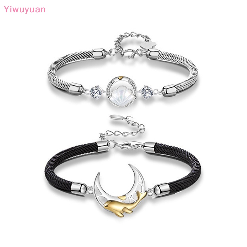 &lt; Yiwuyuan &gt; Vòng Đeo Tay Cặp Đôi Mặt Trăng Ánh Sáng Thời Trang Hàn Quốc Làm Quà Tặng Cho Bạn Gái / Bạn Trai / Bạn