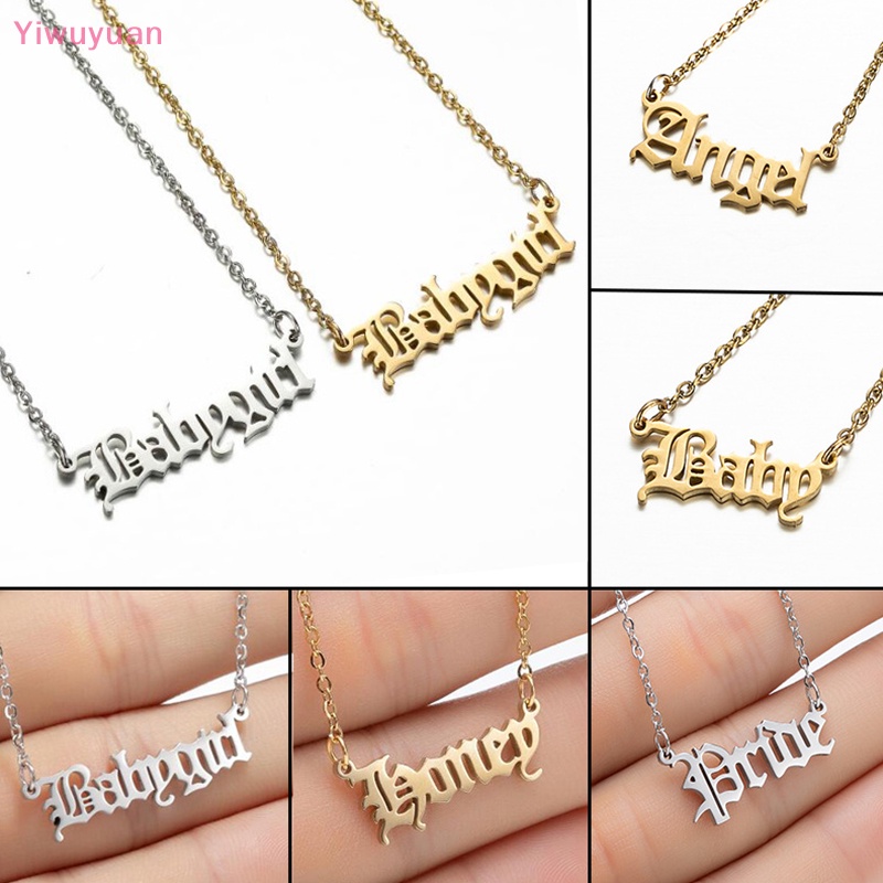 < Yiwuyuan > Vòng cổ Mặt Chữ Babygirl Princess Bằng Thép Không Gỉ Thời Trang Cá Tính Dành Cho Nữ