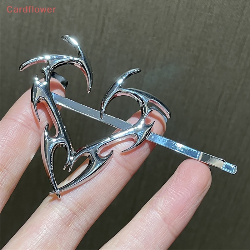 < Cardflower > Kẹp Tóc Kim Loại Hình Trái Tim Trái Tim Phong Cách Hip Hop Hàn Quốc Cá Tính Dành Cho Nữ