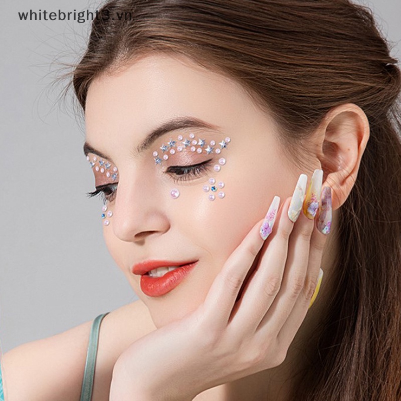 Miếng Dán Trang Trí Mặt Hình Xăm Pha Lê Lấp Lánh