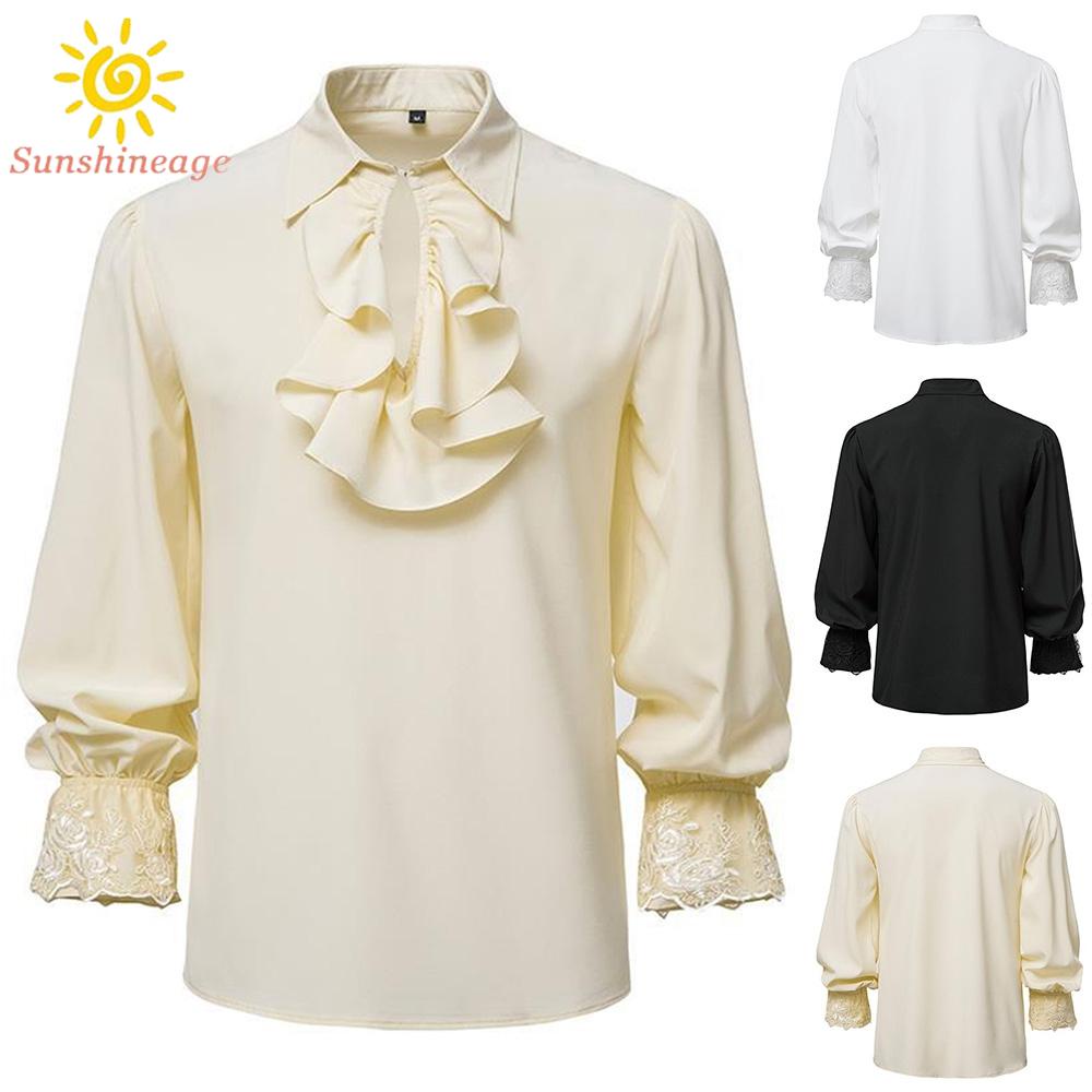 Áo Sơ Mi Thắt Dây Phong Cách Victorian Thoải Mái Cho Nam