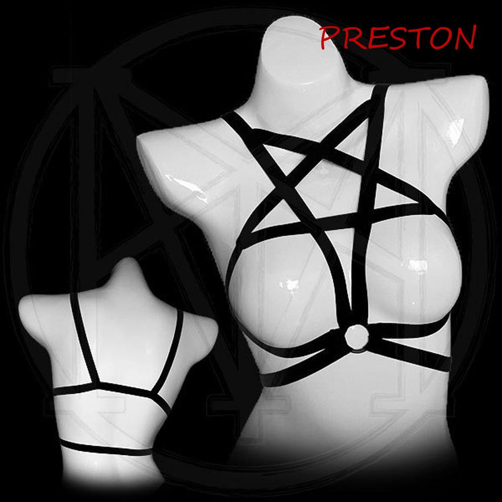 Áo Lót Nịt Ngực Co Giãn Màu Đen Phong Cách Gothic Harajuku Quyến Rũ