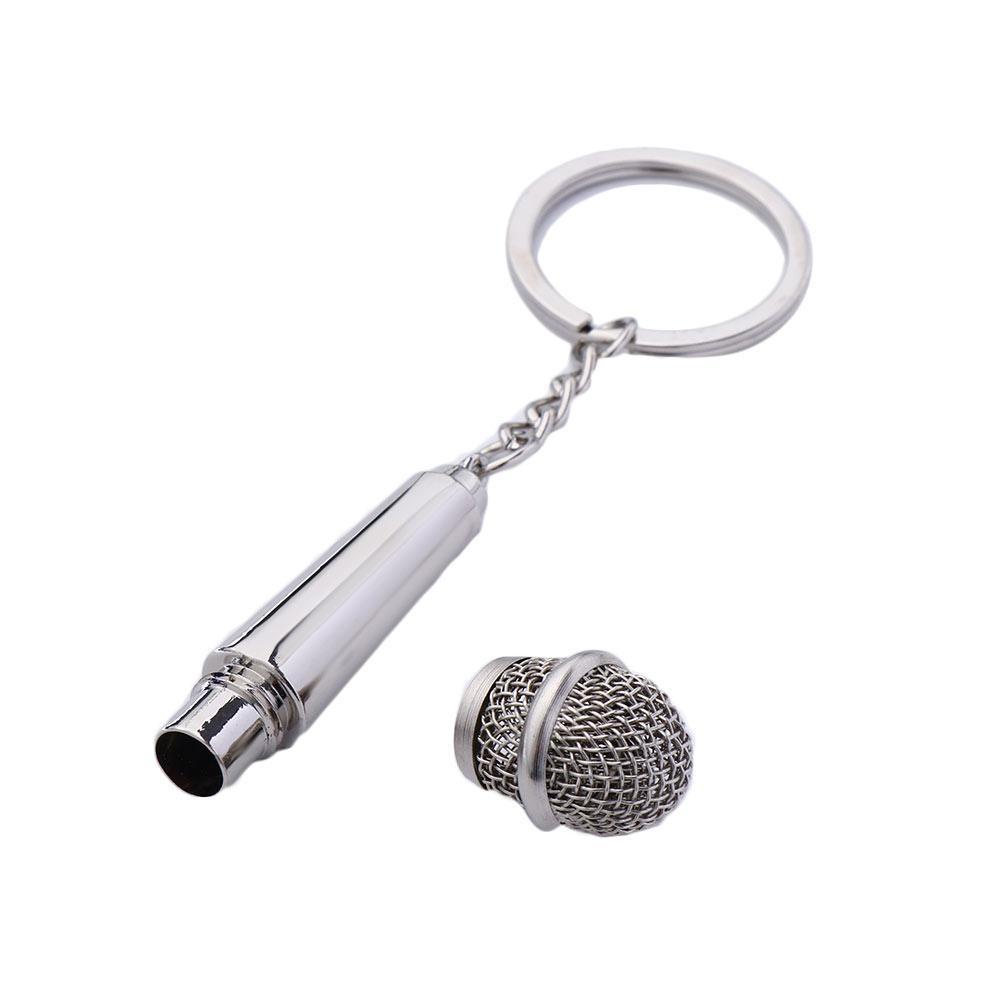 Móc Khóa Gắn Microphone Màu Bạc Thiết Kế Dễ Thương Dùng Làm Quà Tặng