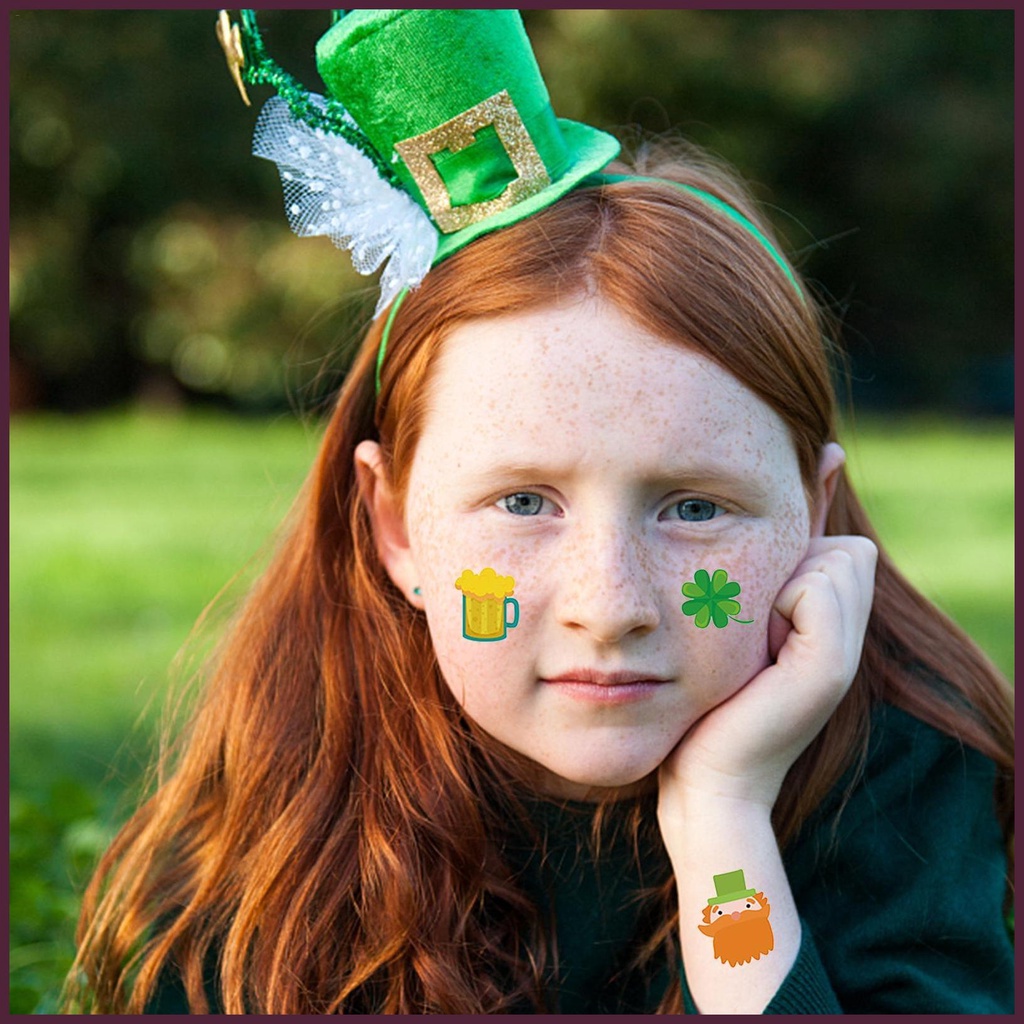 Bộ 10 Tấm Hình Xăm Tạm Thời Chủ Đề Ngày Lễ Hội Thánh Patricks