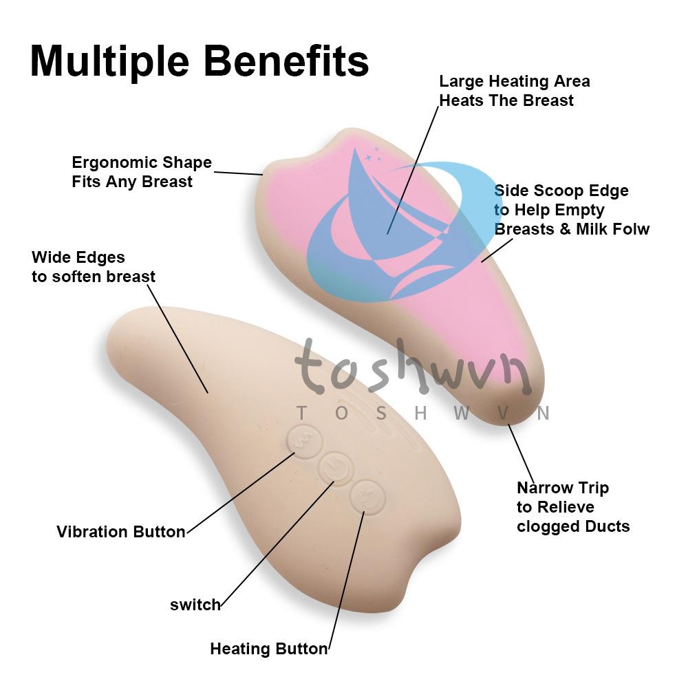 Máy Mát Xa Ngực Bằng Silicon Mềm + Rung Giúp Làm Ấm Cho Mẹ Bầu