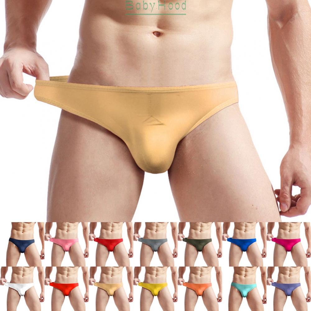 Mens Ice Silk Bikini Briefs Trunks Underwear Shorts Bulge Pouch Soft G-strings#BBHOOD