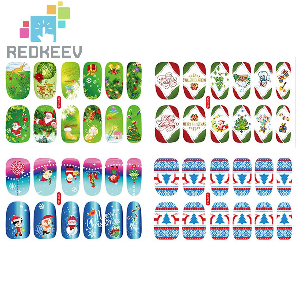 Set 4 Tấm Decal Nước Tự Dính Họa Tiết Giáng Sinh Trang Trí Móng Nghệ Thuật DIY Cho Nữ