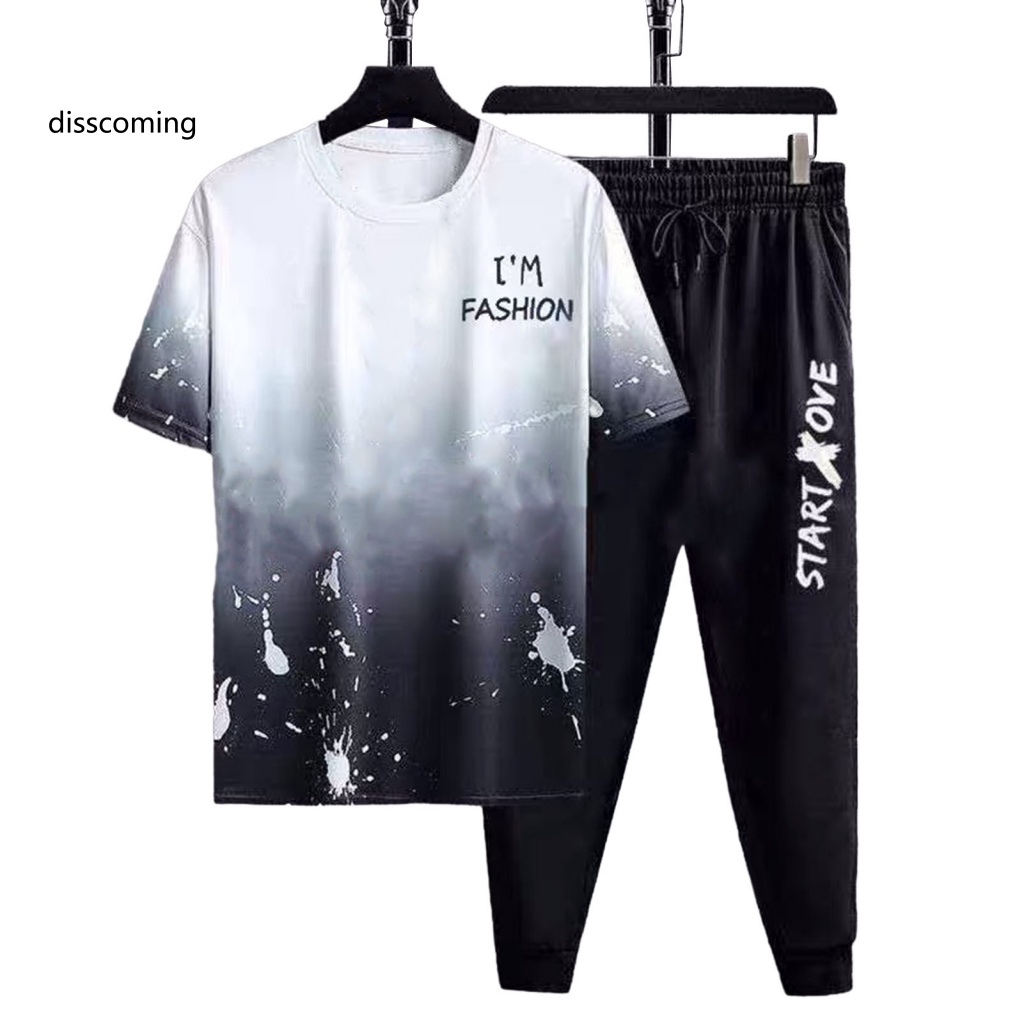 Áo Khoác Dáng Dài In Họa Tiết Cá Tính Trẻ Trung| Bộ Áo Thun Ngắn Tay + Quần Thể Thao Màu Gradient Thời Trang Mùa Hè Cho Nam