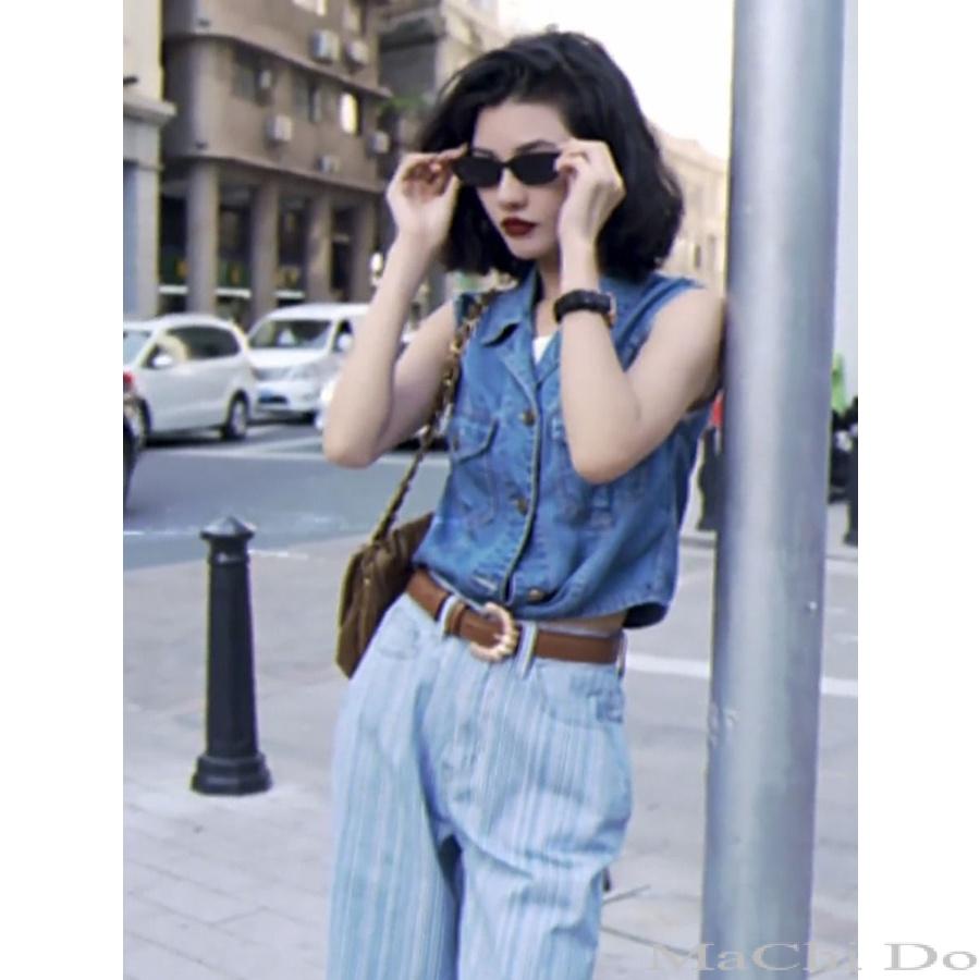 Bộ Áo Denim Sát Nách Ống Cao Kiểu Hồng Kông Thời Trang Mùa Hè 2023