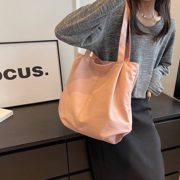 Túi Tote Đeo Vai Bằng Vải Bạt Sức Chứa Lớn 34X33CM Cho Nữ