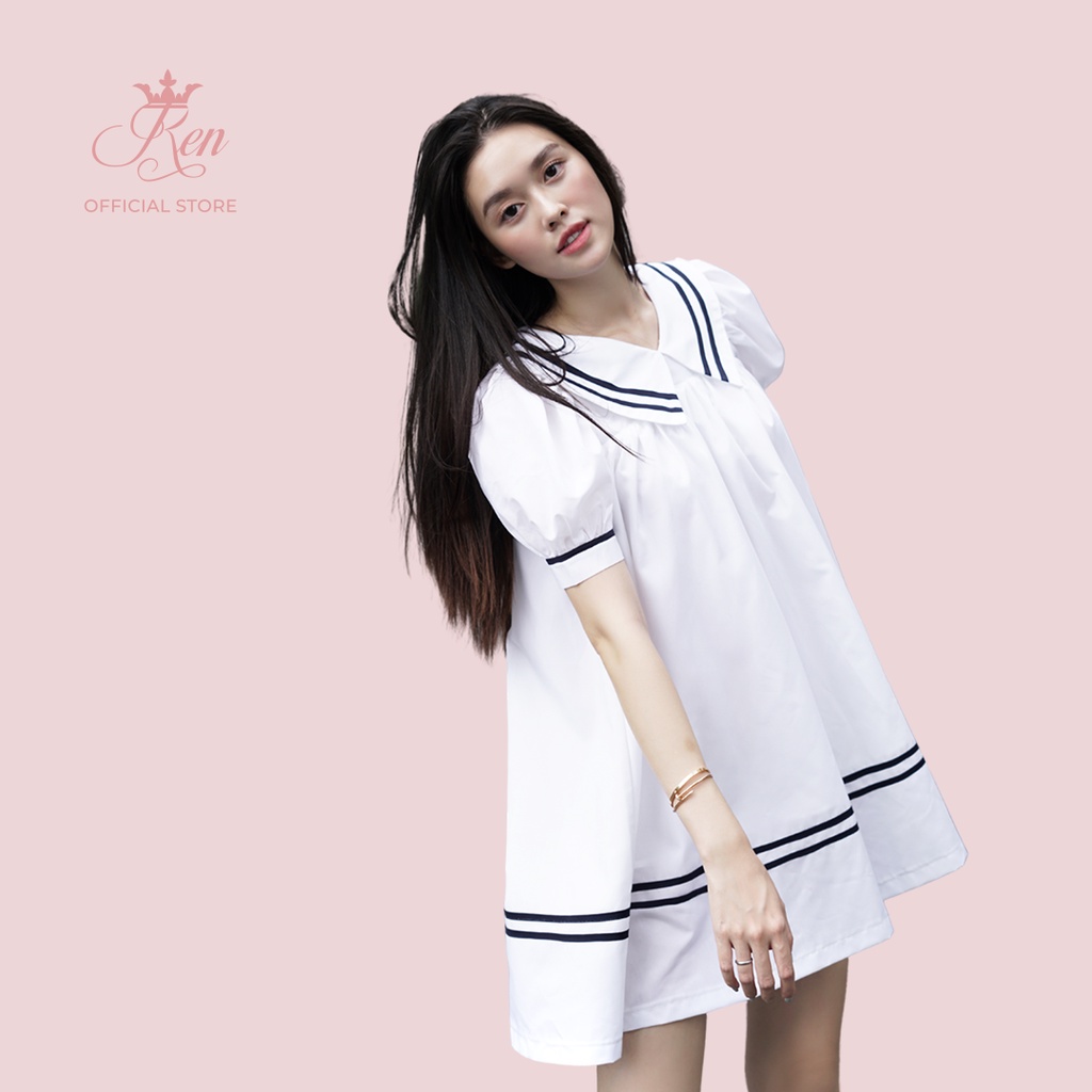 REN - Đầm Cổ Lá Sen Viền Tay Phồng