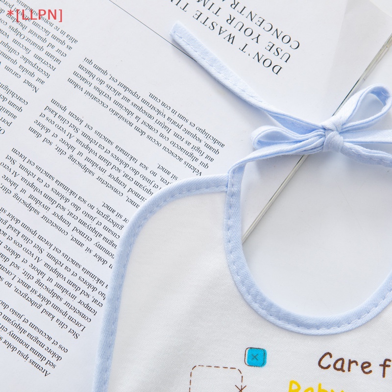 Yếm Ăn Cotton Hai Lớp Chống Thấm Nước In Hình Chú Voi Dễ Thương Cho Bé