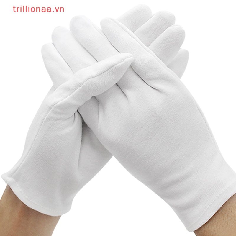 1 Đôi Găng Tay Cotton Màu Trắng Thấm Hút Mồ Hôi Cho Nam Nữ