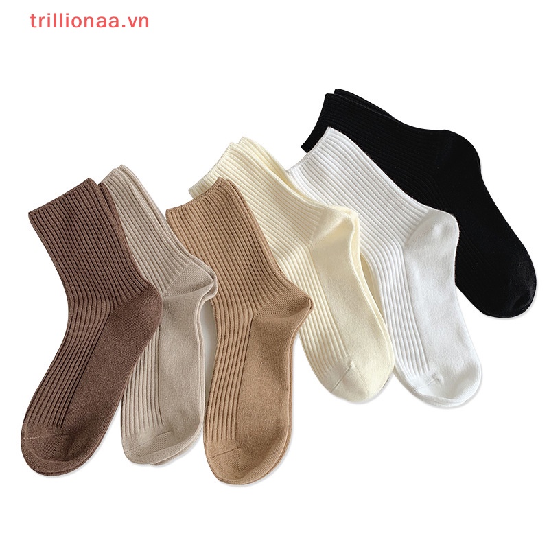 1 Đôi Vớ Cotton Thoáng Khí Màu Trơn Thời Trang Dành Cho Nữ
