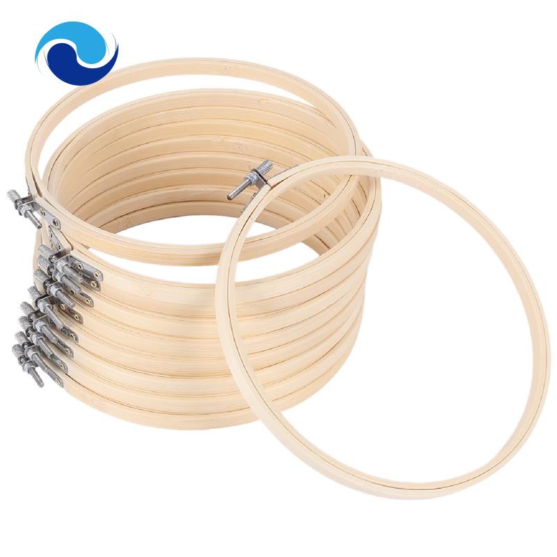 Set 10 Khung Thêu Hình Tròn 8 Inch Bằng Tre Có Thể Điều Chỉnh