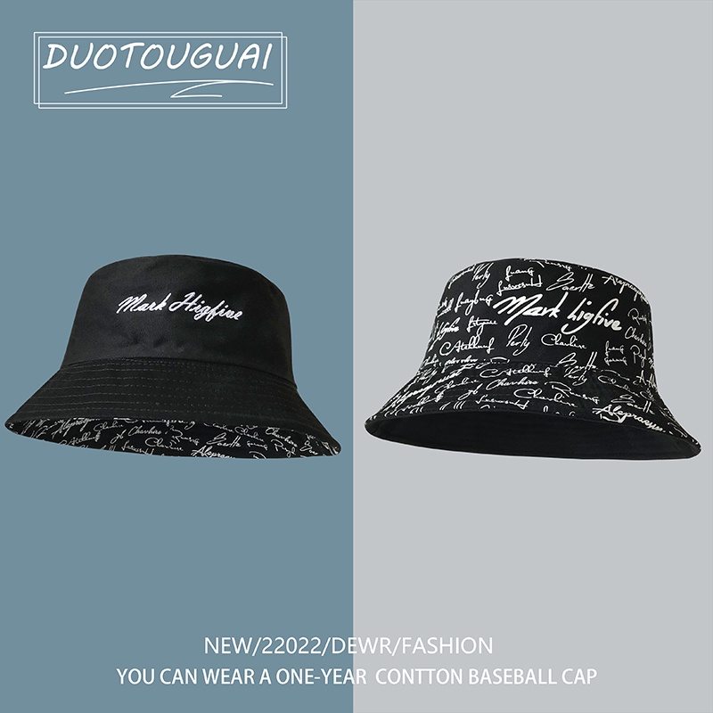 Nón Tai Bèo Hai Mặt In Chữ Phong Cách Hàn Quốc Thời Trang Mùa Hè Cho Nam