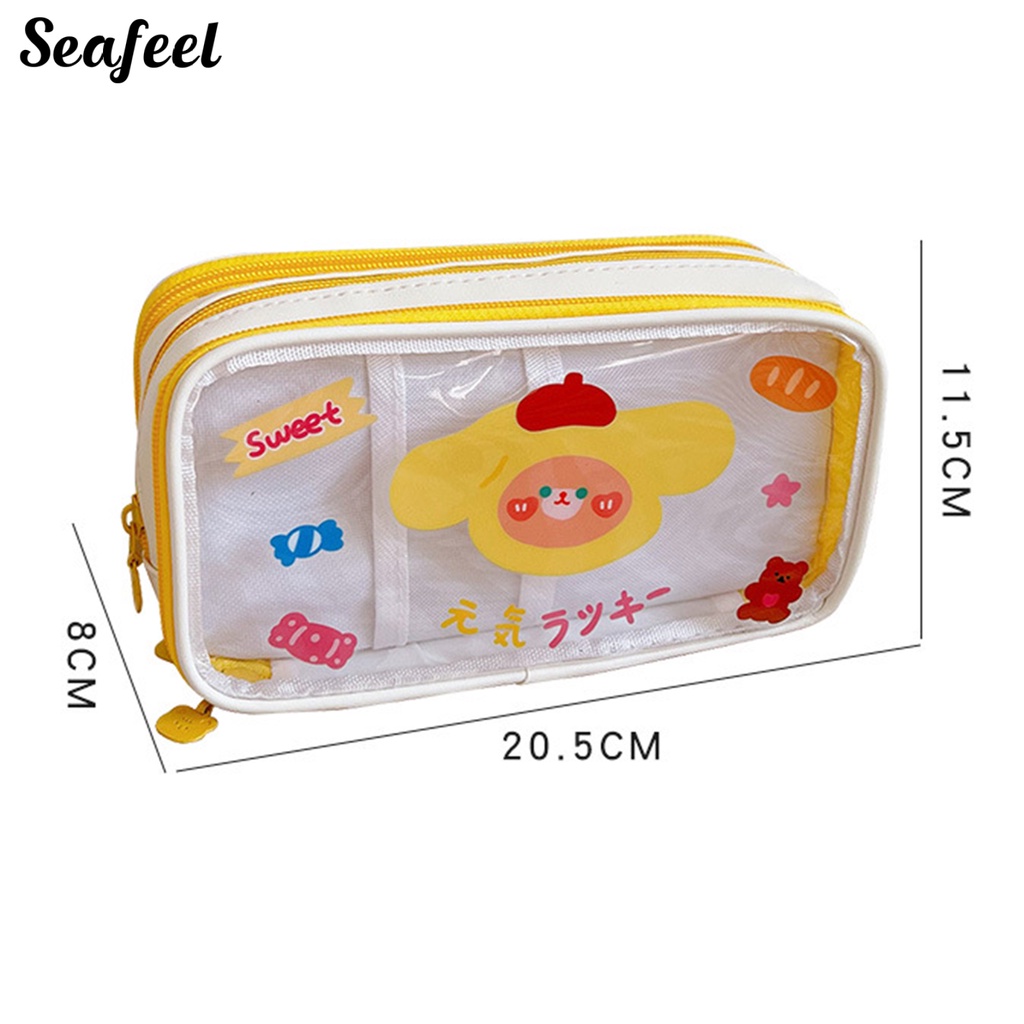 Túi Đựng Bút Bằng PVC Trong Suốt Chống Thấm Nước In Hoạt Hình Dễ Thương Cho Học Sinh