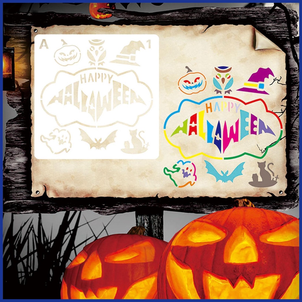 Set 16 Khuôn Phun Họa Tiết Bí Ngô Halloween Dùng Để Trang Trí Thiệp